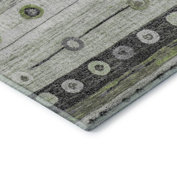 Mayfield Premium Machine Washable Abstract AMF1964 Aloe 10 ft. x 14 ft. Area Rug