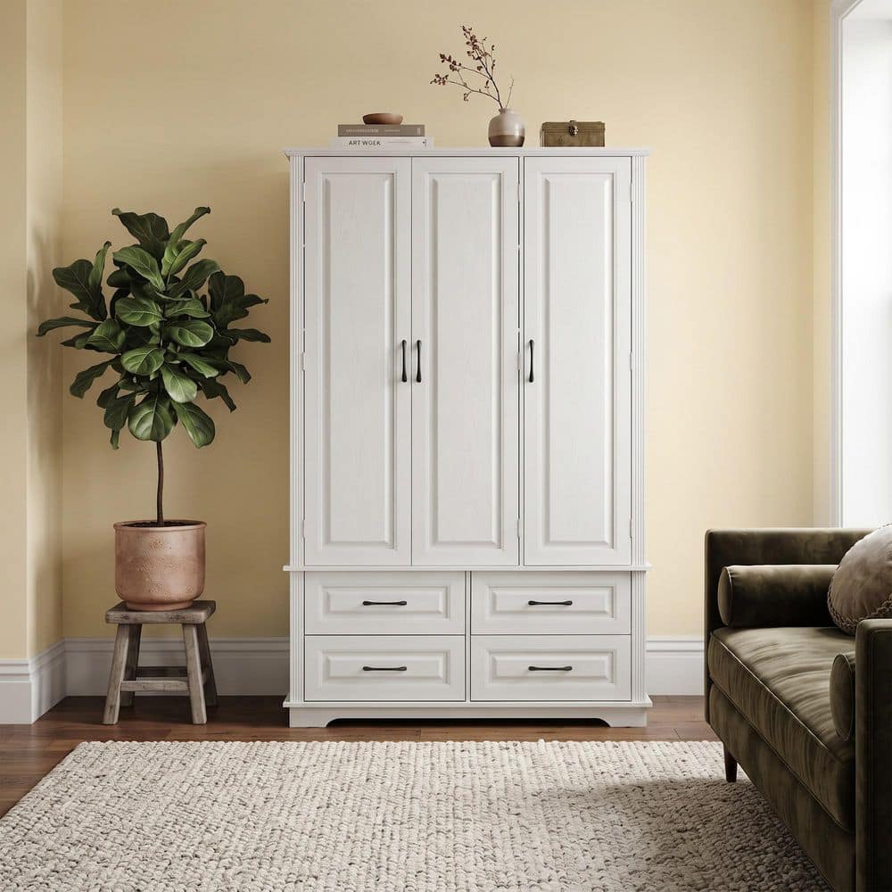 White 72.1 in. H Accent Pantry Storage Cabinet with 4 Drawers, 3 Pull Out Tray, 5 Door Racks, Adjustable Shelves