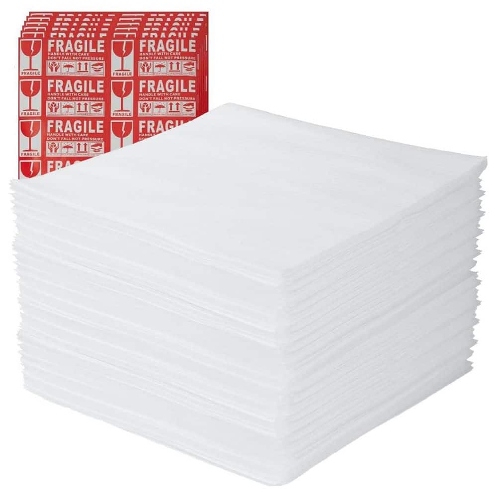 Dish Packing Sleeves 150 Pack Foam Pouches + 50 Fragile Labels - 3 ...
