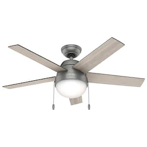 Anslee 46 in. Indoor Matte Silver Ceiling Fan with Light