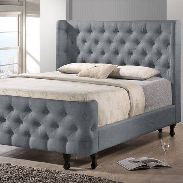 Baxton Studio Francesca Transitional Gray Fabric Upholstered Queen Size Bed