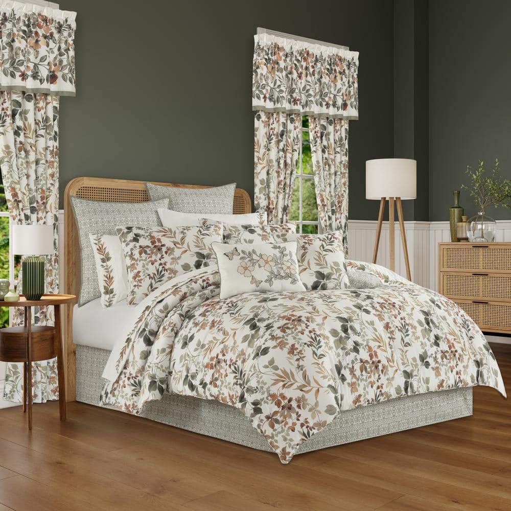 4-Pieces Evergreen Sage Polyester California King Comforter Set