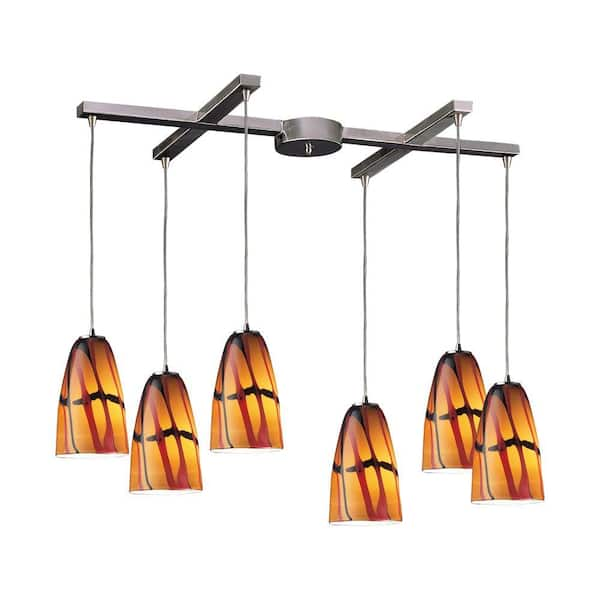 Titan Lighting Fuego 6-Light Satin Nickel Ceiling Mount Pendant