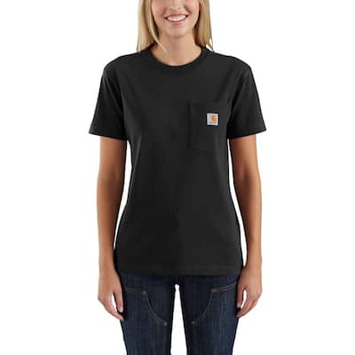 Women's X-Small Black Cotton Workwear Pocket Short Sleeve T-Shirt