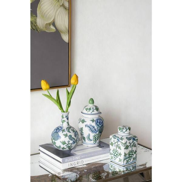 Ming Dynasty Designs Multi-Colored Ceramic Ginger Decorative Jar