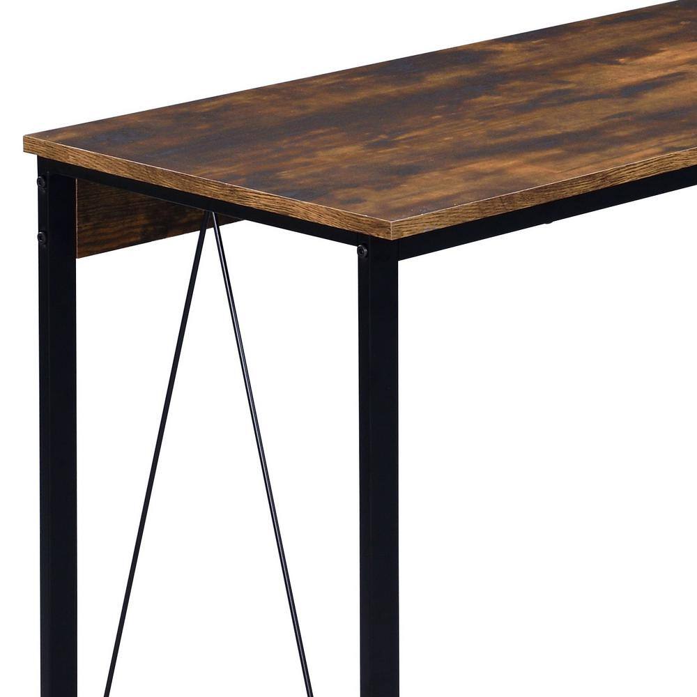 Small Rustic Black Wood Writing Desk with Drawer