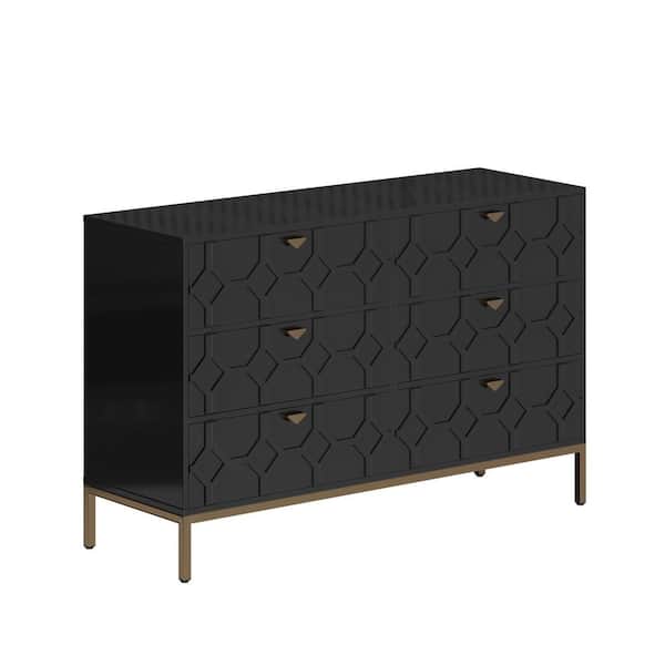 Boyel Living 31.77 in. H Freestanding Storage Cabinet Black 6 Drawer Accent Cabinet