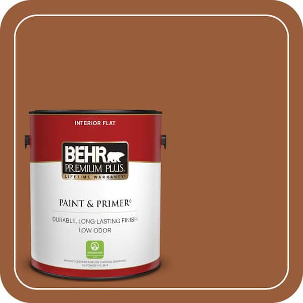 BEHR PREMIUM PLUS 1 gal. #240D-7 Chestnut Stallion Flat Low Odor Interior Paint & Primer