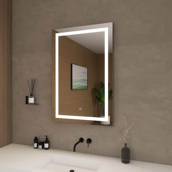 Lucia 24 in. W x 36 in. H Rectangular Frameless Anti-Fog LED Dimmable Wall Bathroom Vanity Mirror with Touch Sensor