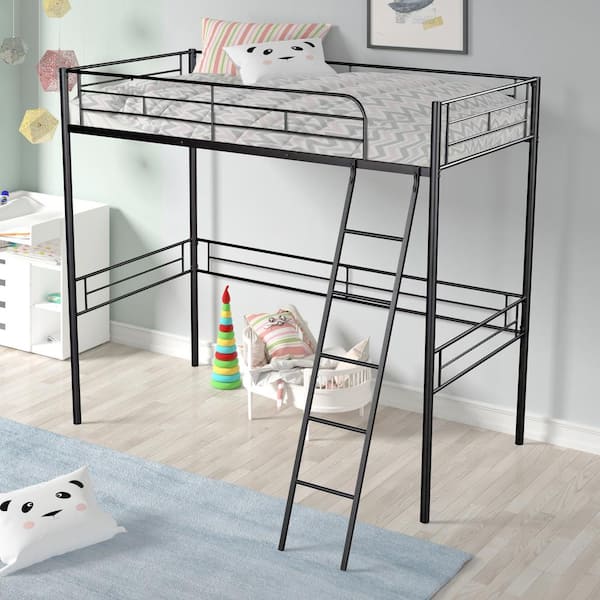 Magic Home Twin Size Industrial Metal Loft Bed Frame Space Saving Bed ...
