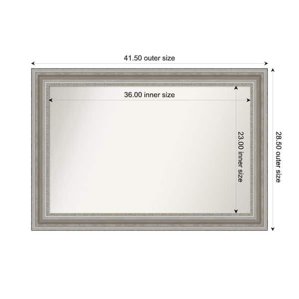 Amanti Art Parlor Silver 41.5 in. x 28.5 in. Custom Non-Beveled Recycled Polystyrene Framed Bathroom Vanity Wall Mirror