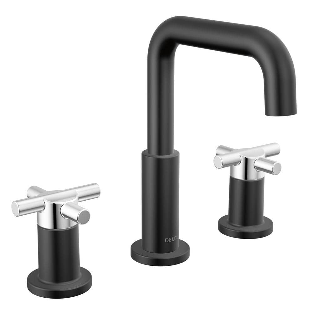 Delta Nicoli 8 in. Widespread Double-Handle Bathroom Faucet in Matte Black/Chrome