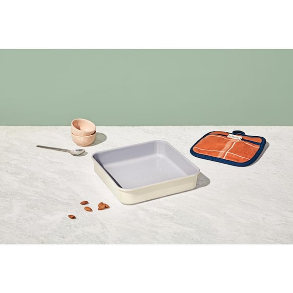 Large Enamel Baking Tray, Cream and Sage