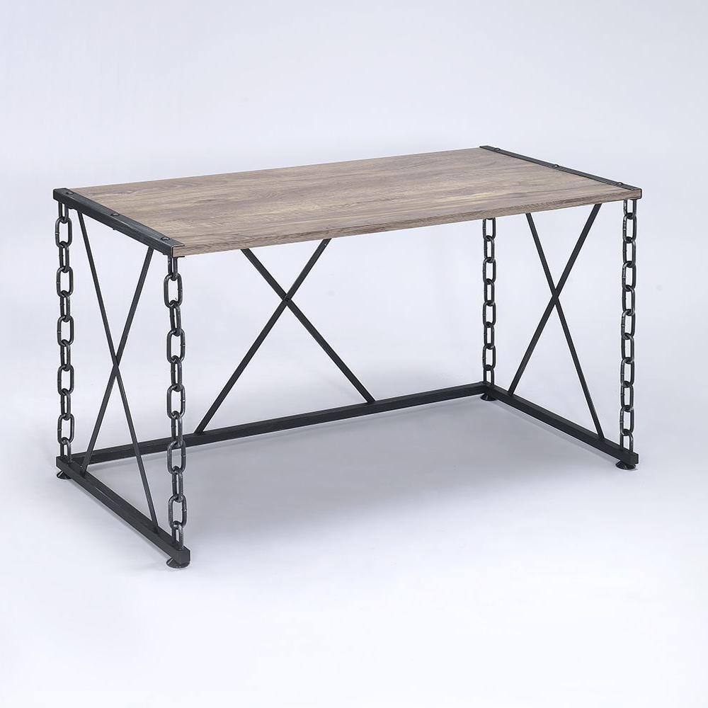 Jodie Rustic Oak & Antique Black Industrial Console Table