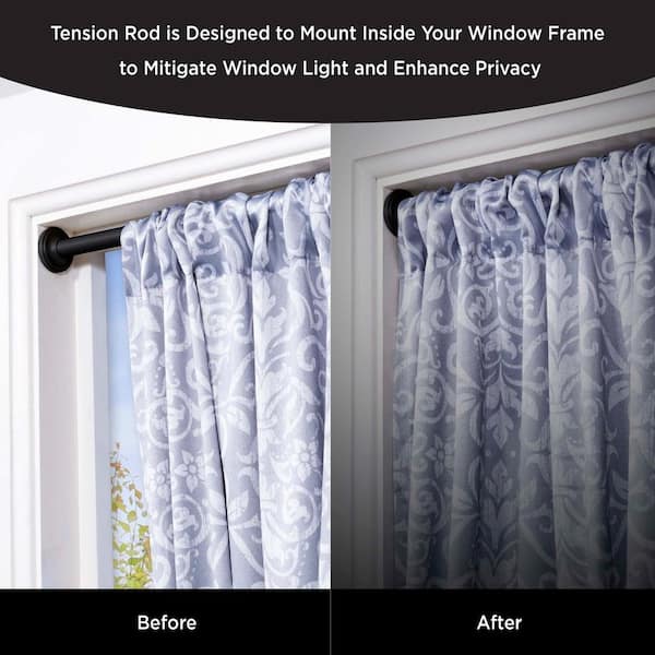 Eclipse 28 In 60 Tension Curtain Rod Black Ec45055rem The Home Depot 60 In Tension Curtain Rod Black, How To Install Curtain Tension Rods