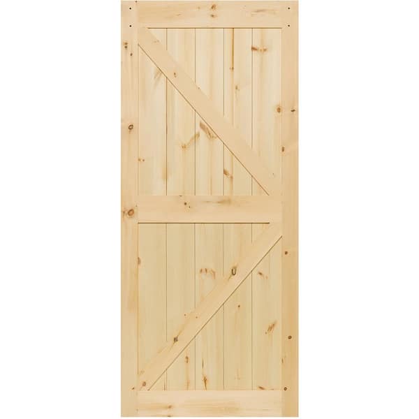 Kimberly Bay 30-in x 84-in Unfinished K-frame Pine Wood Single Barn Door Kimberly Bay 30-in x 84-in Unfinished K-frame Pine Wood Single Barn Door