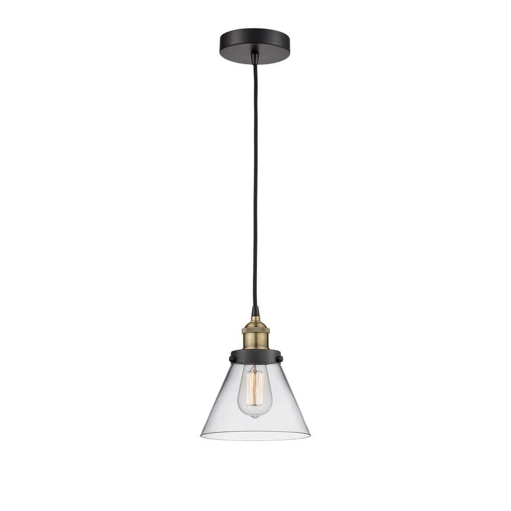 Cone 100-Watt 1-Light Black Antique Brass Standard Mini Pendant Light with Clear Glass Shade, No Bulbs Included price history on PriceWatchPro