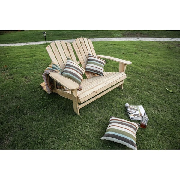 Patio Festival Natural Wood Double Adirondack Chair