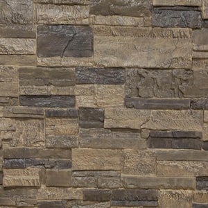 SAMPLE - 1-1/4 in. x 9 in. Smokey Ridge Urethane Cascade Stacked Stone, StoneWall Faux Stone Siding Panel Moulding