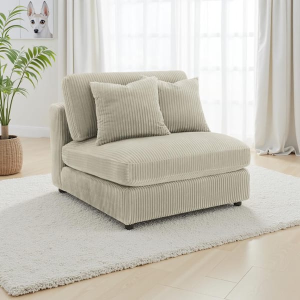 Benjara Lain 41 in. Armless Fabric Rectangle Sofa in Beige and Black ...