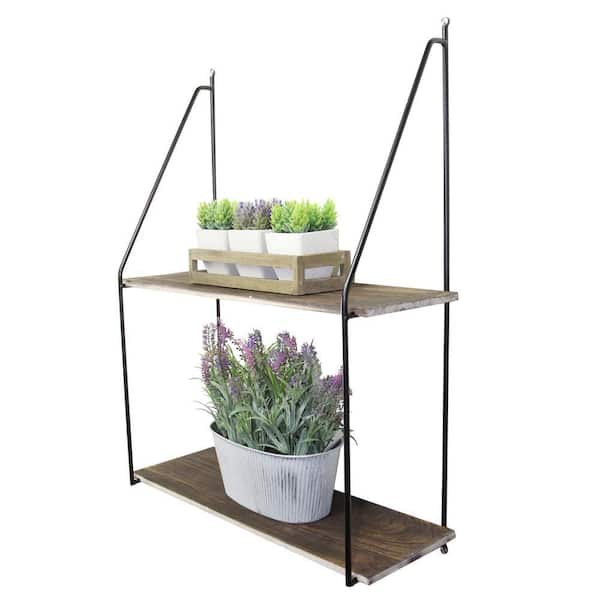 ADMIRED BY NATURE 2-Tier Wooden Floating Shelves