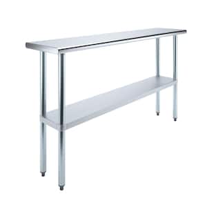 14 in. x 72 in. Stainless Steel Kitchen Utility Table with Adjustable Bottom Shelf