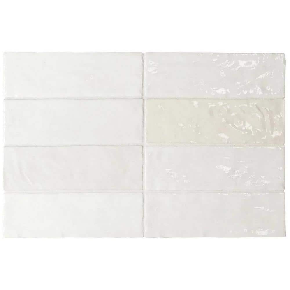 Apollo White Polished Ceramic Subway Tile 2.58-in x 8-in