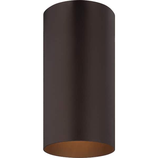 Volume Lighting 100-Watt 1-Medium Base Light Antique Bronze Aluminum Outdoor Flush Mount Cylinder Ceiling Fixture