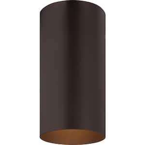 100-Watt 1-Medium Base Light Antique Bronze Aluminum Outdoor Flush Mount Cylinder Ceiling Fixture