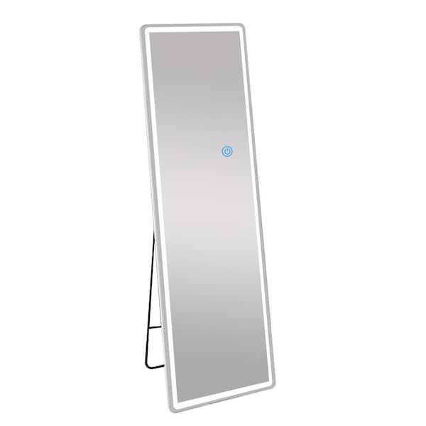 Unbranded Black 21 in. W x 64 in. LED Modern Rectangle Floor Standing Mirror with 3-Color Lighting