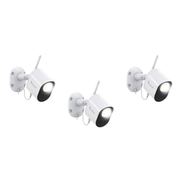 Wi-Fi Li-Ion 1080p Plug-In Floodlight Security Camera with No Monthly Fee Required 3-Pack