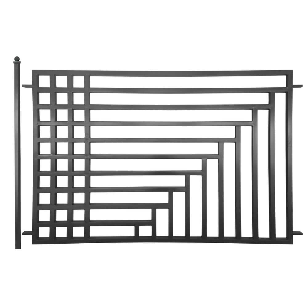 Kyiv Style Black Steel 8x5 ft Ornamental Fence Panel