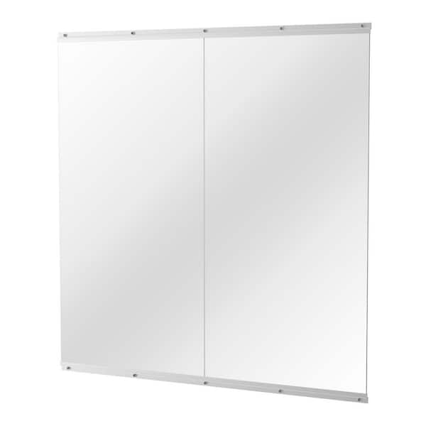 2-Pieces Polished 26 in. W x 60 in. Modern Rectangular Tempered Glass Wall Mirror