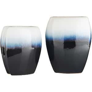 Sern 2-Piece Ceramic Decorative Vase Set in Navy