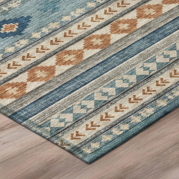 Chantille Machine Washable Indoor/Outdoor Abstract ACN3124 Denim 2 ft. x 7 ft. Runner Rug