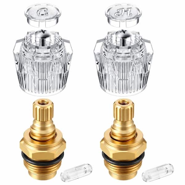 Faucet Stem and Handle Replacement Kit Compatible with Phoenix Mobile Home Faucets Brass Stem Acrylic