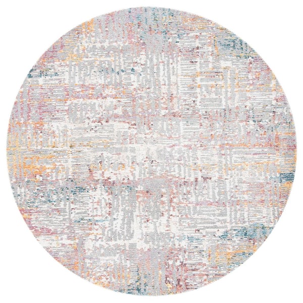 Crystal 6 ft. x 6 ft. Beige/Rust Distressed Marle Round Area Rug