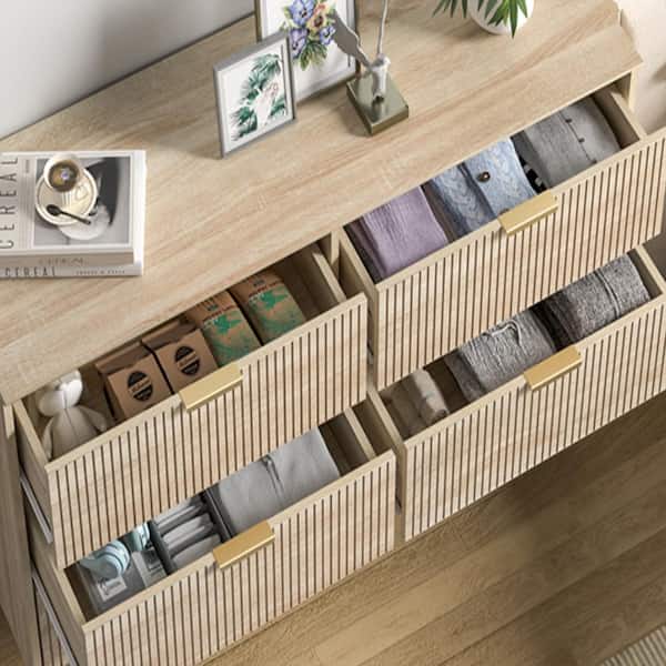 modern dresser unit The Urban Port Modern Acacia Wood Dresser or Display Unit With Metal Base, Walnut Brown and Black - UPT-182996