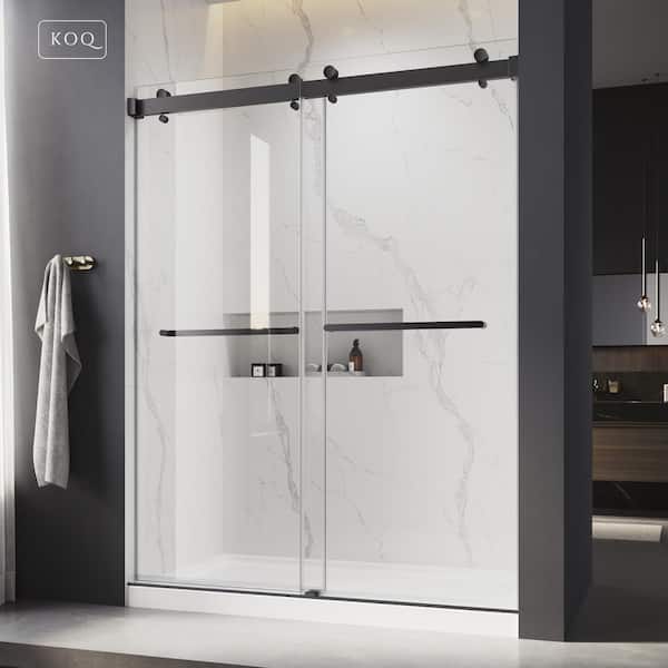 72 in. W x 76 in. H Double Sliding Frameless Shower Door in Matte Black with 3/8 in. (10mm) Tempered Clear Glass