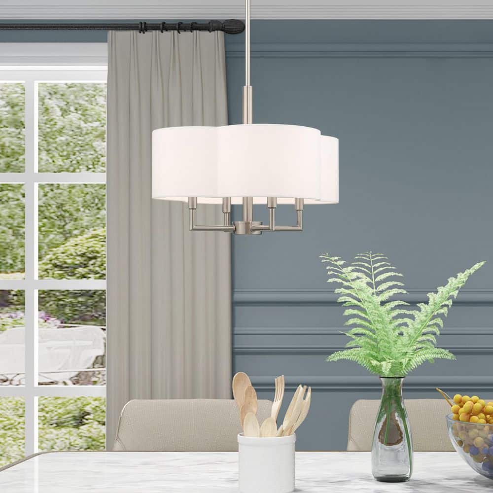 Centerbridge 60-Watt 4-Light Brushed Nickel Shaded Pendant Light with Fabric Shade, No Bulbs Included price history on PriceWatchPro