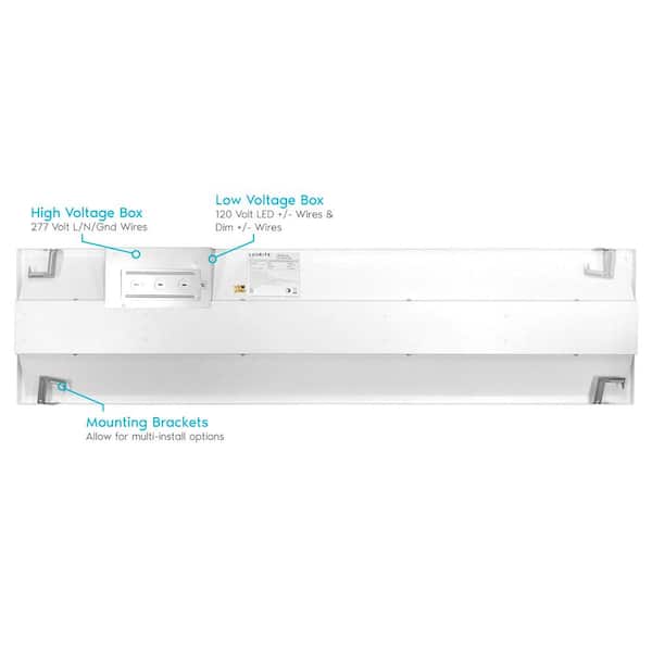 LUXRITE 1 ft. x 4 ft. Center Basket LED Troffer Panel Light 2000/2500/3750 Lumens 3500K/4000K/5000K Dimmable Damp Rated (2-Pack)
