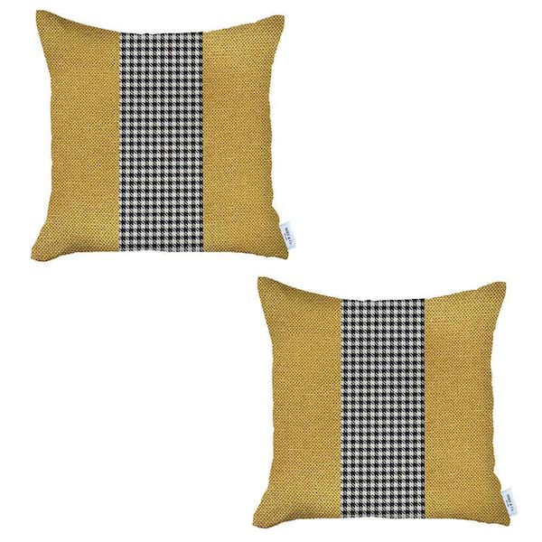 MIKE & Co. NEW YORK Bohemian Handmade Jacquard Yellow and Black Square  Houndstooth 18 in. x 18 in. Throw Pillow (Set of 4) 50-SET4-947-04-3 - The  Home Depot