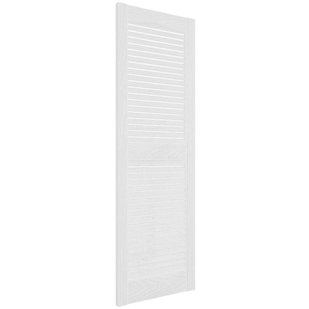 White Vinyl Rectangular Louvered Decorative Shutters, 12" x 60"