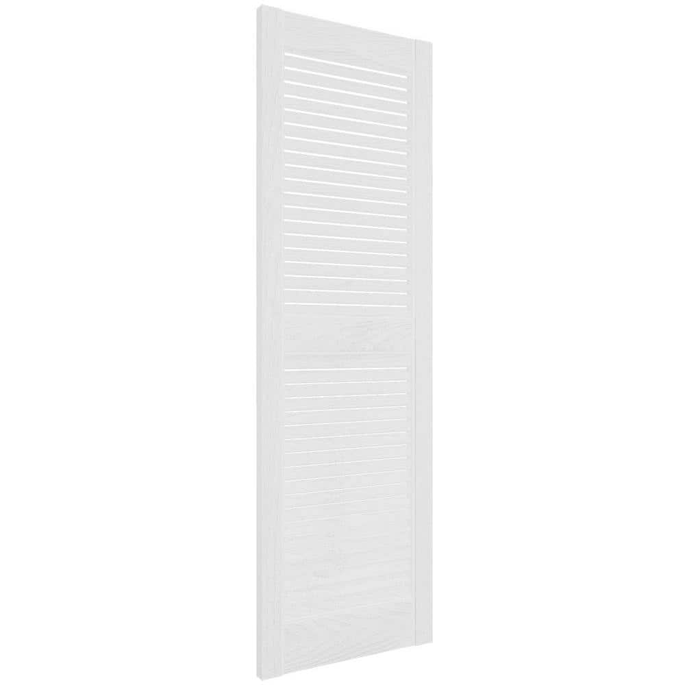 Builders Edge 14.5 in. x 39 in. Louvered Vinyl Exterior Shutters Pair in White
