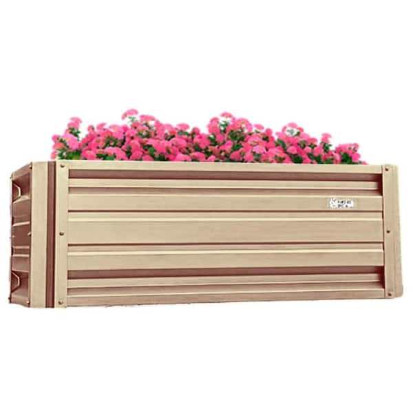 ALL METAL WORKS 24 inch by 48 inch Rectangle Sahara Tan Metal Planter Box