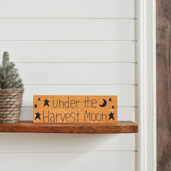 Under the Harvest Moon 4 in. x 12 in. Prim Stars Mustard Base MDF Wall Art