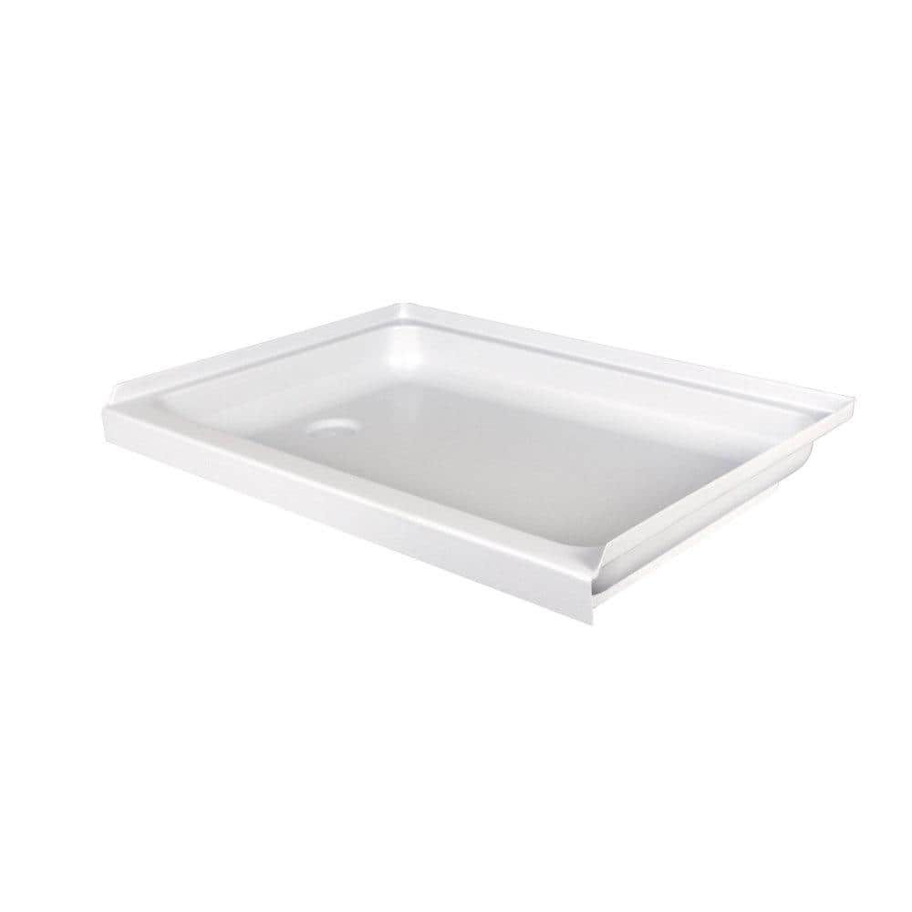White Acrylic Rectangular Shower Pan with Left Hand Drain