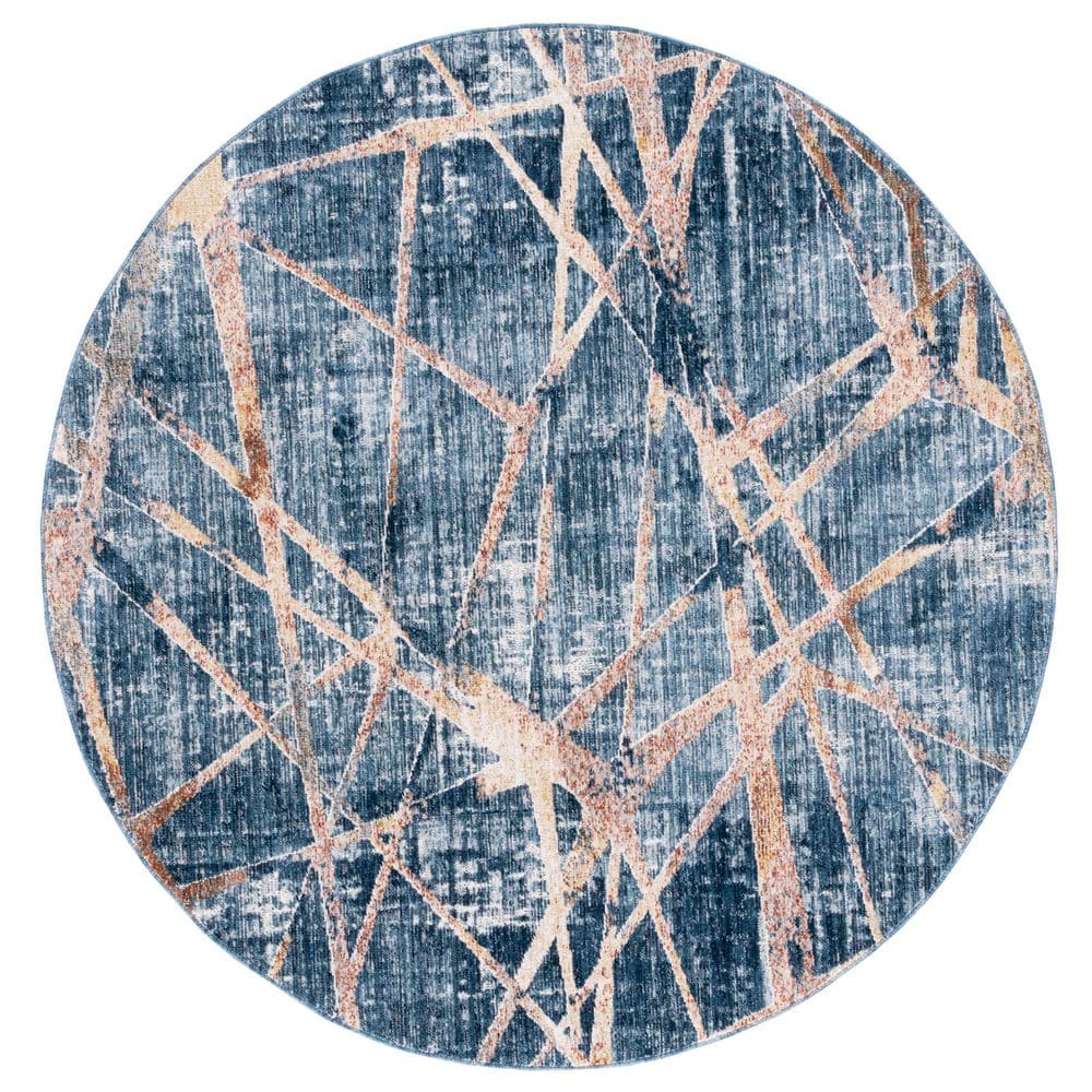 Olympia 6 ft. x 6 ft. Blue/Navy Abstract Distressed Round Area Rug price history on PriceWatchPro