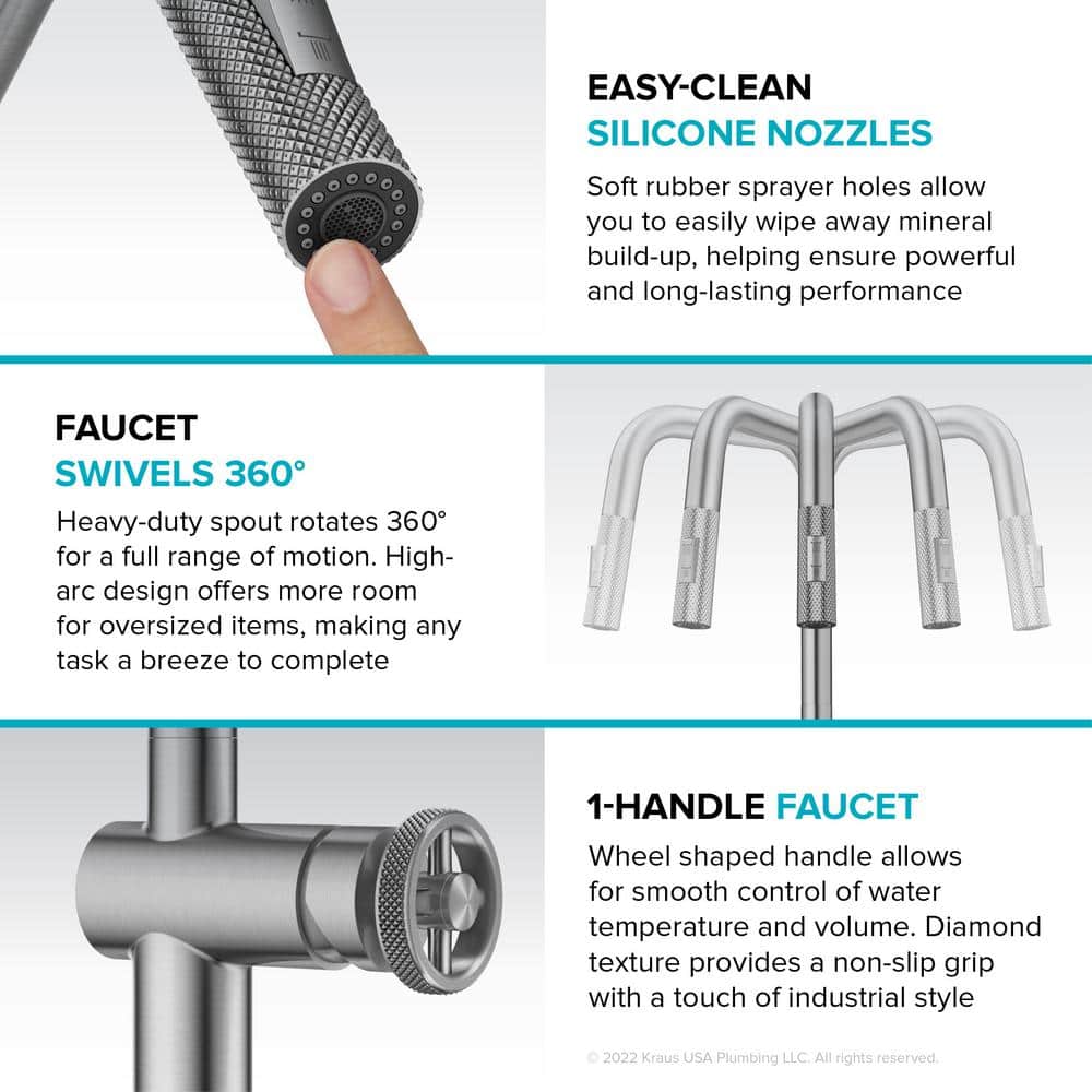 Stainless Steel Industrial Pull-Down Kitchen Faucet with Spray