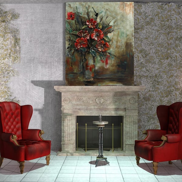 Empire Art Direct 40 in. x 32 in. "Bouquet" Mixed Media Iron Hand Painted Dimensional Wall Art